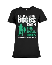 Fishing Is Like Boobs Even The Small Ones Are Fun To Play With Humor Fishing Girl Holding Premium Fit Ladies Tee tile