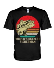 Funny Fishing Gifts For Men Women World’s Okayest Fisherman V-Neck T-Shirt tile