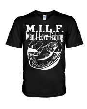 Funny Milf Man I Love To Fish V-Neck T-Shirt tile