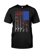 American Us Flag Fishing Rod Shirt, Fisherman Top For Him Classic T-Shirt front