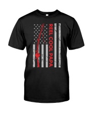 Fishing Papa American Flag Fisherman Gift For Father’s Day Classic T-Shirt front