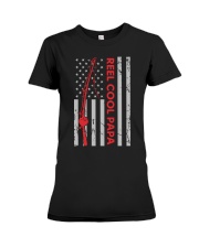Fishing Papa American Flag Fisherman Gift For Father’s Day Premium Fit Ladies Tee tile