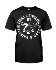 Easily Distracted By Fly Fishing And Dogs Premium Fit Mens Tee tile