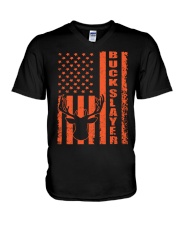 Hunting Blaze Orange Deer V-Neck T-Shirt tile