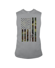 Camo Us Flag Fishing Rod Pole Vintage Patriotic Fisherman Sleeveless Tee tile