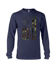 Camo Us Flag Fishing Rod Pole Vintage Patriotic Fisherman Long Sleeve Tee tile