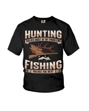 Cool Hunter Saying Hunting And Fishing Solve My Problems Youth T-Shirt tile