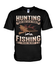 Cool Hunter Saying Hunting And Fishing Solve My Problems V-Neck T-Shirt tile