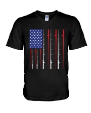American Flag Fishing Rod Fishing Lover V-Neck T-Shirt tile