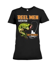 Reel Men Catch Fish Not Feelings Fly Fishing Premium Fit Ladies Tee tile