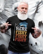 Here Fishy Funny Fishing Vintage Classic T-Shirt apparel-classic-tshirt-lifestyle-front-267