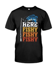 Here Fishy Funny Fishing Vintage Premium Fit Mens Tee tile