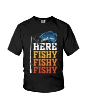 Here Fishy Funny Fishing Vintage Youth T-Shirt tile