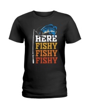 Here Fishy Funny Fishing Vintage Ladies T-Shirt tile
