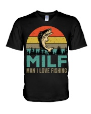 Man I Love Fishing Shirt Fisherman Funny Milf V-Neck T-Shirt tile