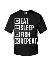 Eat Sleep Fish Repeat Funny Fishing Youth T-Shirt tile