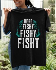Here Fishy Fish Fishing Funny Classic T-Shirt apparel-classic-tshirt-lifestyle-front-130