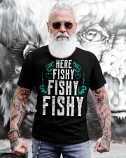Here Fishy Fish Fishing Funny Classic T-Shirt apparel-classic-tshirt-lifestyle-front-268