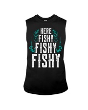 Here Fishy Fish Fishing Funny Sleeveless Tee tile