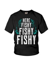 Here Fishy Fish Fishing Funny Youth T-Shirt tile