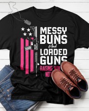 Messy Buns And Loaded Guns Raising Wolves Not Sheep Pink Gun Classic T-Shirt apparel-classic-tshirt-lifestyle-front-216