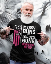 Messy Buns And Loaded Guns Raising Wolves Not Sheep Pink Gun Classic T-Shirt apparel-classic-tshirt-lifestyle-front-267