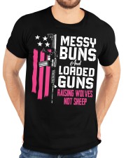Messy Buns And Loaded Guns Raising Wolves Not Sheep Pink Gun Classic T-Shirt custom-t-shirts-classic-lifestyle-front-196