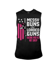 Messy Buns And Loaded Guns Raising Wolves Not Sheep Pink Gun Sleeveless Tee tile