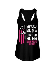 Messy Buns And Loaded Guns Raising Wolves Not Sheep Pink Gun Ladies Flowy Tank tile