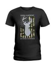School Is Important But Hunting Is Importanter Deer Boys Ladies T-Shirt tile