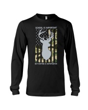 School Is Important But Hunting Is Importanter Deer Boys Long Sleeve Tee tile
