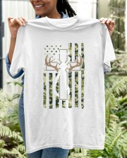 Hunting Fishing Faith Christian Hunter Fisherman Camo Usa Classic T-Shirt apparel-classic-tshirt-lifestyle-front-130