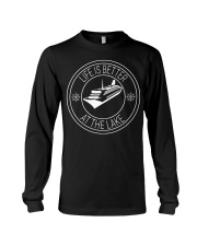 Life Is Better At The Lake Pontoon Boat Fishing Long Sleeve Tee tile