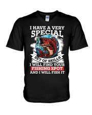 I Have A Very Special Best Of Skills I Will Find Your Fishing Spot Funny Gift For Fisherman V-Neck T-Shirt tile