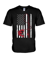 Fishing Usa Flag Fishing Lover Gift V-Neck T-Shirt tile