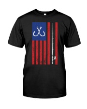 Bass Fishing Pole American Flag Color Vintage Classic T-Shirt front