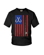 Bass Fishing Pole American Flag Color Vintage Youth T-Shirt tile