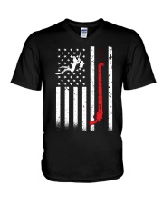 Spearfishing American Flag Spear Fishing V-Neck T-Shirt tile