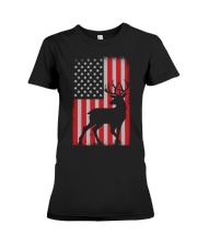 Patriotic American Flag Deer Hunter Premium Fit Ladies Tee tile