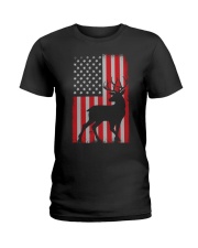 Patriotic American Flag Deer Hunter Ladies T-Shirt tile