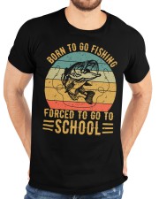 Born To Go Fishing Forced To School Classic T-Shirt custom-t-shirts-classic-lifestyle-front-196