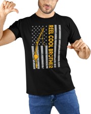 Reel Cool Brother Fishing American Usa Flag Gift For Brother Classic T-Shirt custom-t-shirts-classic-lifestyle-front-212