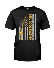 Reel Cool Brother Fishing American Usa Flag Gift For Brother Premium Fit Mens Tee tile