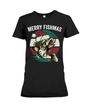 Merry Fishmas Funny Christmas Fishing Lover Fisherman Angler Premium Fit Ladies Tee tile