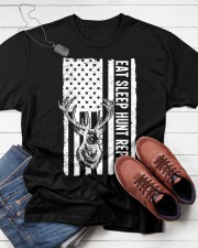 Eat Sleep Hunt Repeat Hunting Hunter Deer American Flag Classic T-Shirt apparel-classic-tshirt-lifestyle-front-216