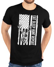 Eat Sleep Hunt Repeat Hunting Hunter Deer American Flag Classic T-Shirt custom-t-shirts-classic-lifestyle-front-196