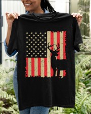 Deer Hunting Vintage Distressed American Flag Classic T-Shirt apparel-classic-tshirt-lifestyle-front-130