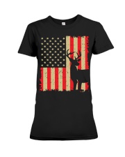Deer Hunting Vintage Distressed American Flag Premium Fit Ladies Tee tile