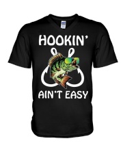 Bass Fishing Hooking Aint Easy Hooker V-Neck T-Shirt tile