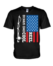 Reel Cool Bonus Dad Fishing Birthday Fathers Gift V-Neck T-Shirt tile